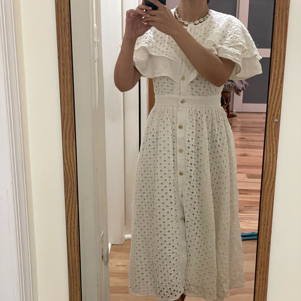 Elegant White Eyelet Dress